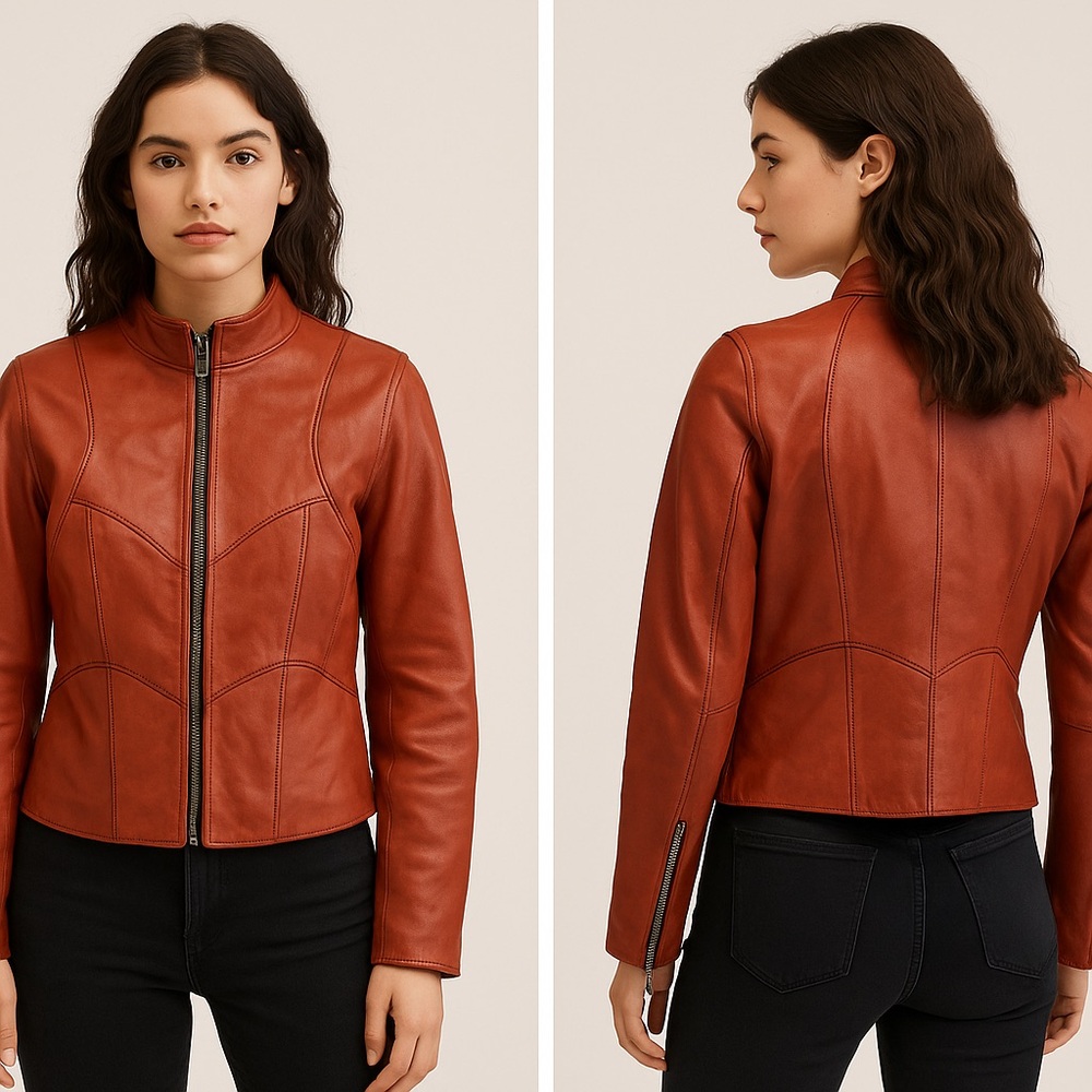 Sienna Studios Rust Leather Jacket Sz. 10